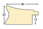 Moulding finger-jointed fir, width 40mm, height 23 - White-pink, shabby - Profile