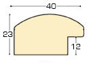 Moulding lime tree, width 40mm, height 23 - bare timber - Profile