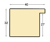 Moulding ayous, width 40mm height 32 - matt white - Profile