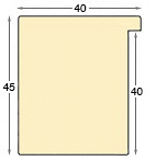 Moulding finger-jointed pine, width 40mm, height 45 - silver - Profile