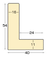 Moulding L shaped ayous, width 38mm, height 54 - White, open gr - Profile