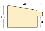 Moulding fingerjointed pine, width 42mm, height 27 - Black, silver edge - Profile