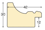 Moulding finger-jointed pine, width 42mm, height 30 - Brown, gold edge - Profile