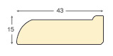 Moulding fingerjointed pine, width 43mm, height 15 - bare timber - Profile