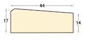 Moulding fir, width 44mm, height 17 - bare timber - Profile