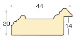 Moulding ayous, width 44mm, height 20 - Beige - Profile