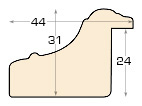 Moulding ayous, width 44mm, heigth 31 - Mottled ochre finish - Profile
