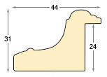 Moulding finger-jointed pine, width 44mm, height 31 - White-blue - Profile