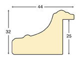 Moulding ayous, width 44mm, height 32 - Gold with red band - Profile