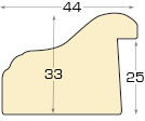 Moulding PVC - Width 44mm - Height 33mm - Gold with white band - Profile