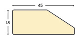Moulding ayous, width 45mm, height 18 - bare timber - Profile