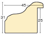 Moulding ayous, width 45mm, height 31 - Gold - Profile