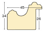 Moulding ayous, width 45mm, height 34 - Gold - Profile