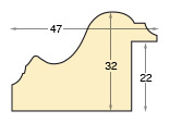 Moulding fingerjointed fir, width 48mm height 32mm - embossed bare wood - Profile