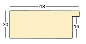 Moulding ayous, width 48mm height 20 - natural timber - Profile