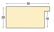 Moulding ayous, width 50mm, height 25mm, bare timber - Profile
