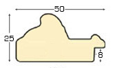 Moulding lime tree, width 50mm, height 25 - bare timber - Profile