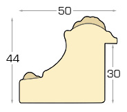 Moulding finger-jointed fir, width 50mm, height 44 - Gold, decorations - Profile