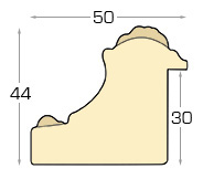 Moulding fingerjointed fir, width 50mm, height 44 - Embossed Silver - Profile