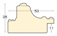 Moulding finger-jointed pine - width 53mm height 35 - gold. silver ban - Profile