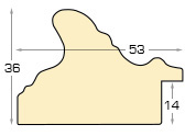 Moulding finger-jointed fir, width 53mm, height 36 - White, distressed - Profile
