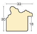 Moulding ayous, width 33mm, height 30mm, bare timber - Profile