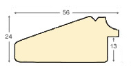 Moulding ayous, width 56mm, height 24mm, bare timber - Profile