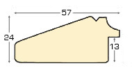 Moulding pine, width 57mm, height 24 - Red with gold sight edge - Profile