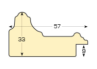 Moulding fingerjointed pine, widht 57mm, height 33mm - Cream - Profile