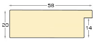 Moulding ayous, width 58mm height 20 - natural wood  - Profile