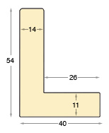 Moulding ayous Width 40mm Height 54 L-shaped bare timber - Profile