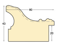 Moulding fingerjointed fir, width 60 mm - embossed, bare timber - Profile