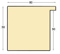 Moulding ayous, width 60mm, height 55mm, bare timber - Profile