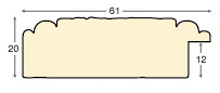 Moulding fir, width 61mm, 20height, rustic finish - Stone colour - Profile