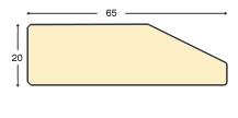 Moulding ayous, width 65mm, height 20 - bare timber - Profile