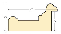 Moulding lime tree, width 65mm, height 35 - bare timber - Profile