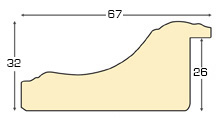 Moulding finger-jointed pine, width 67mm, height 32 - White-green - Profile