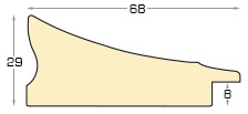 Moulding finger-jointed pine, width 68mm, height 29 - Black finish - Profile