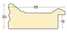 Moulding finger-jointed pine, width 68mm, height 30 - Cream finish - Profile