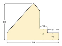 Moulding L shaped ayous, width 69mm, height 50 - Mahogany - Profile