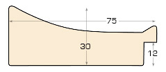 Moulding ayous, width 75mm, height 20 - Silver - Profile