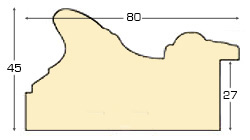 Moulding ayous, width 80mm, height 45mm, bare timber - Profile