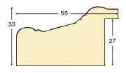 Moulding ayous, width 56mm, height 33 - distressed gold - Profile