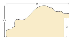 Moulding finger-jointed pine, width 85mm, height 45 - Glossy White - Profile