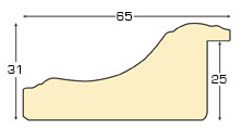 Moulding ayous, width 65mm, height 31 - gold with white band - Profile