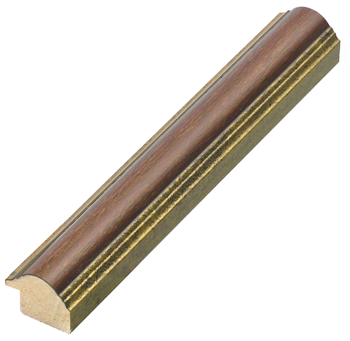 Moulding finger-jointed pine - Width 25mm - walnut, gold sight edge 