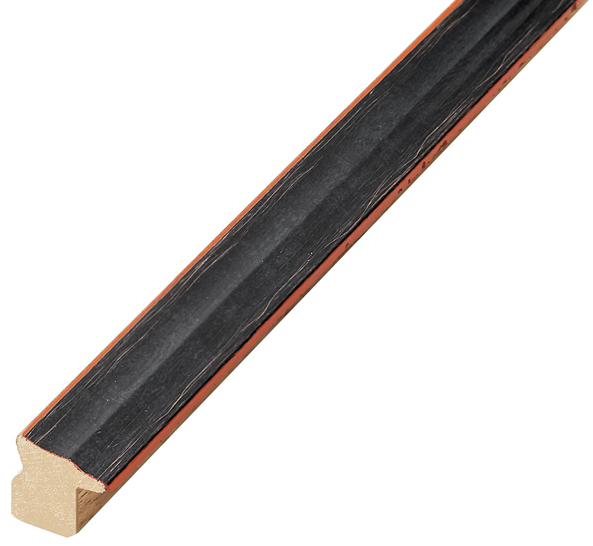 Moulding finger-jointed pine Width 16mm Height 16 - Black