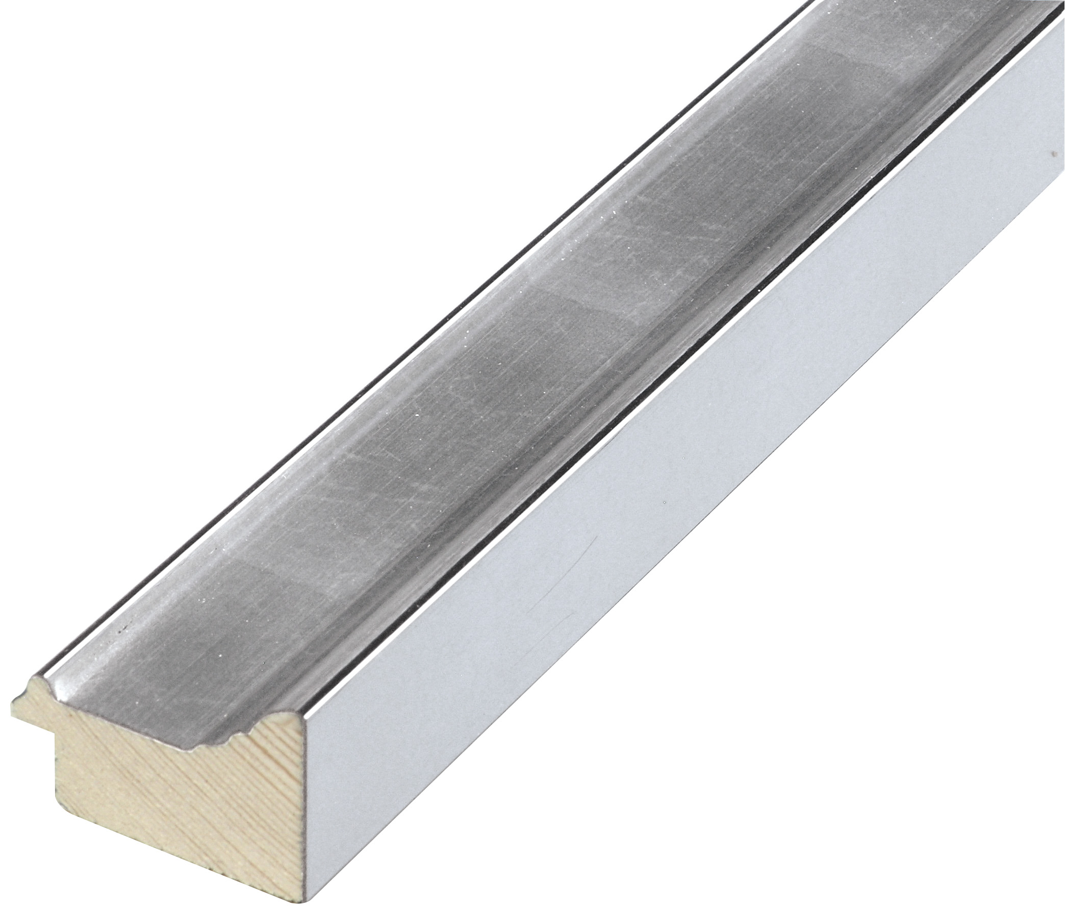 Moulding finger-jointed pine, width 43mm, height 28 - Silver