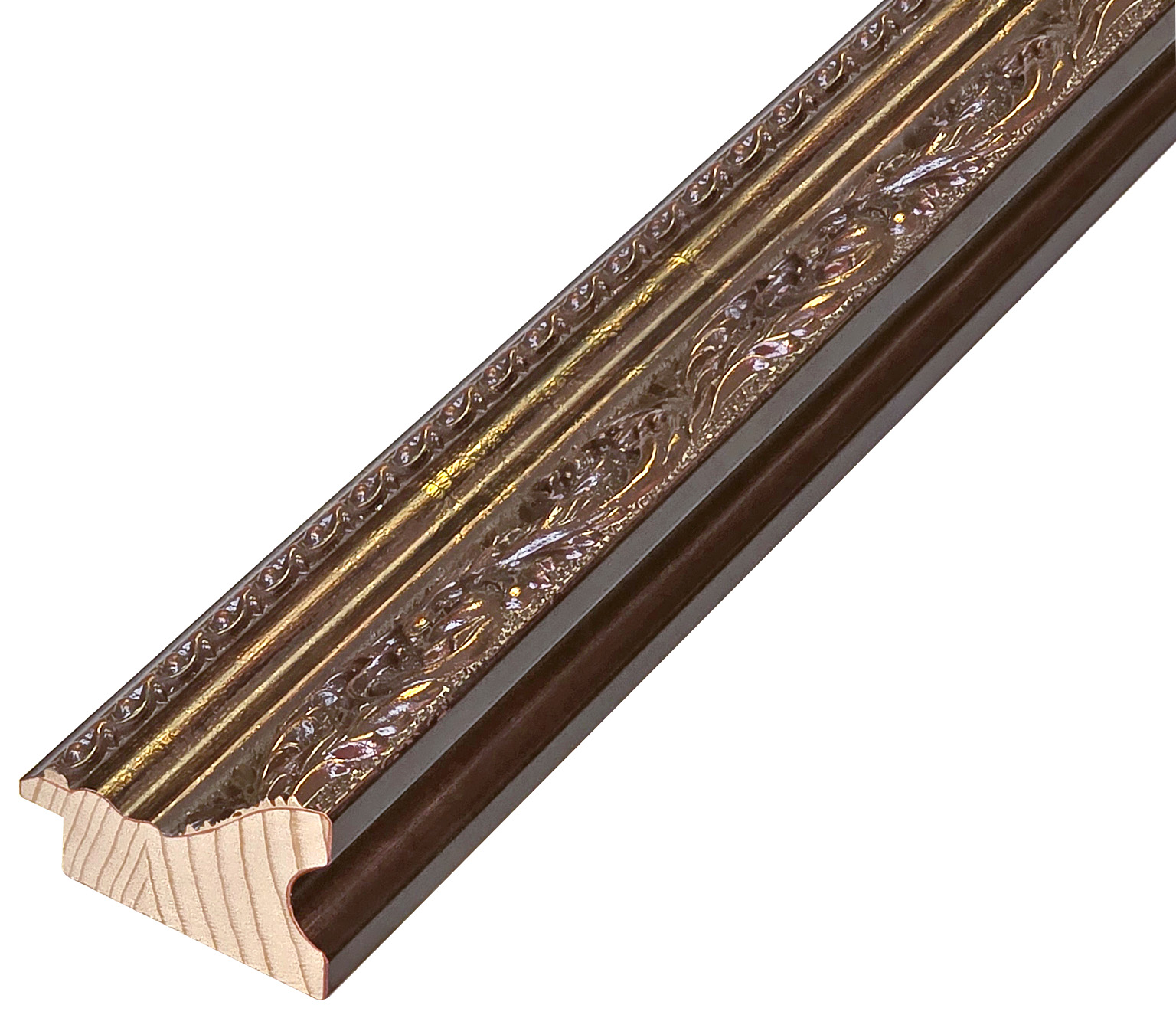 Moulding finger-jointed pine, width 57mm, height 32 - Walnut