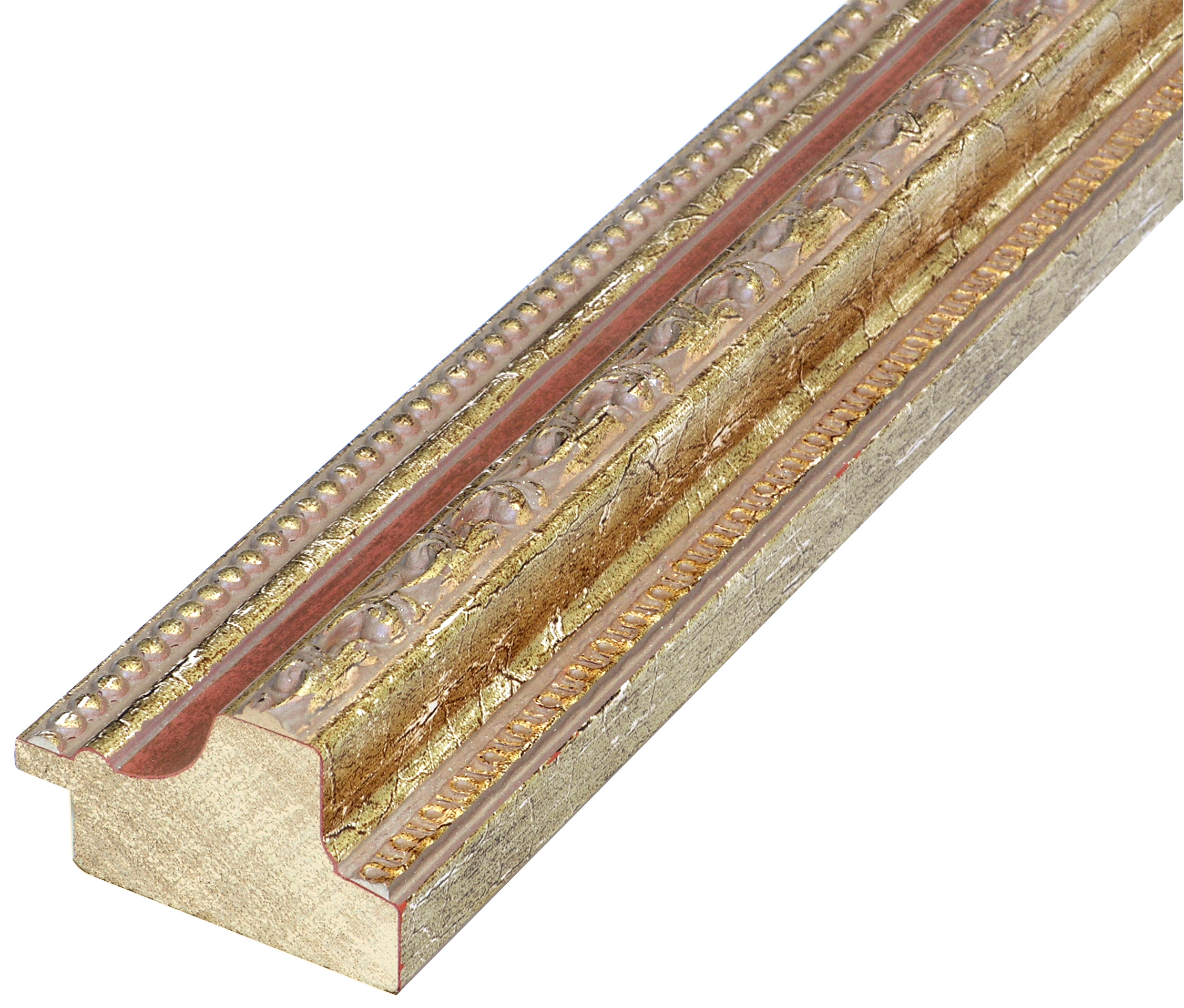 Moulding fingerjointed pine, width 53mm, height 35 - Gold-red